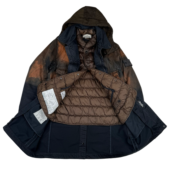 Stone Island 2014 Raso Hand Painted Tortoise Shell Camo Hooded Jacket - Small