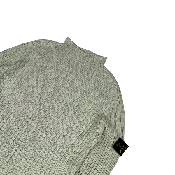 Stone Island 2003 Pale Green Cotton Knitted Jumper -XL