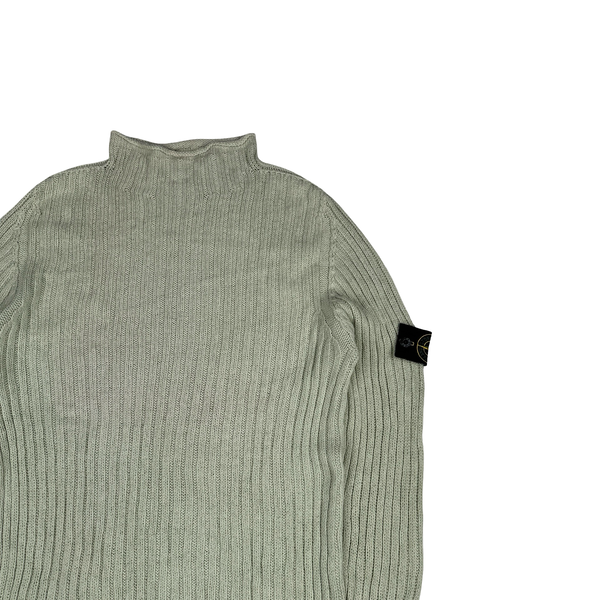 Stone Island 2003 Pale Green Cotton Knitted Jumper -XL
