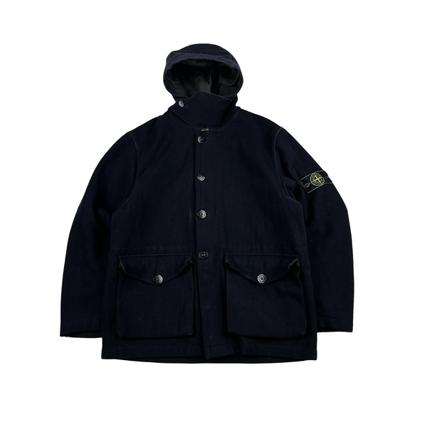 Stone Island 1998 Navy Vintage Wool Buttoned Jacket - Large