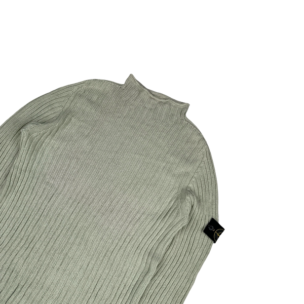 Stone Island 2003 Pale Green Cotton Knitted Jumper -XL