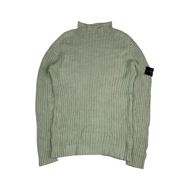 Stone Island 2003 Pale Green Cotton Knitted Jumper -XL