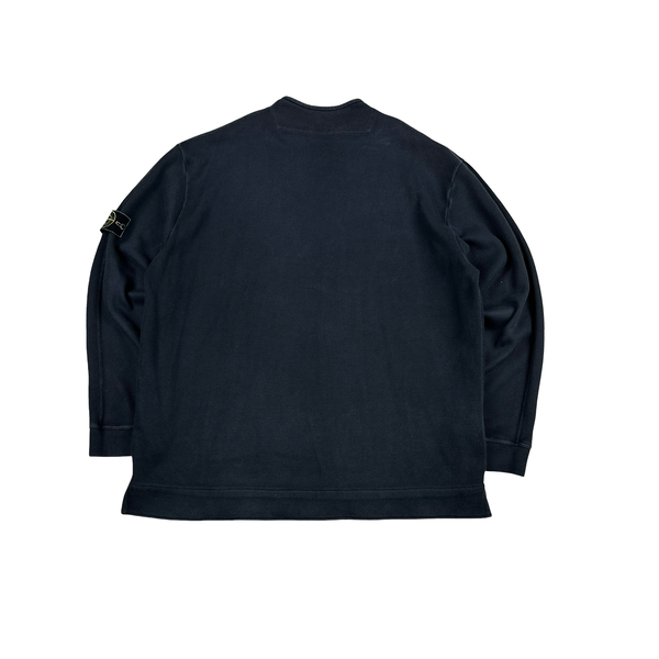 Stone Island Vintage 1999 Navy Cotton Blend Mock Neck Jumper - XXL