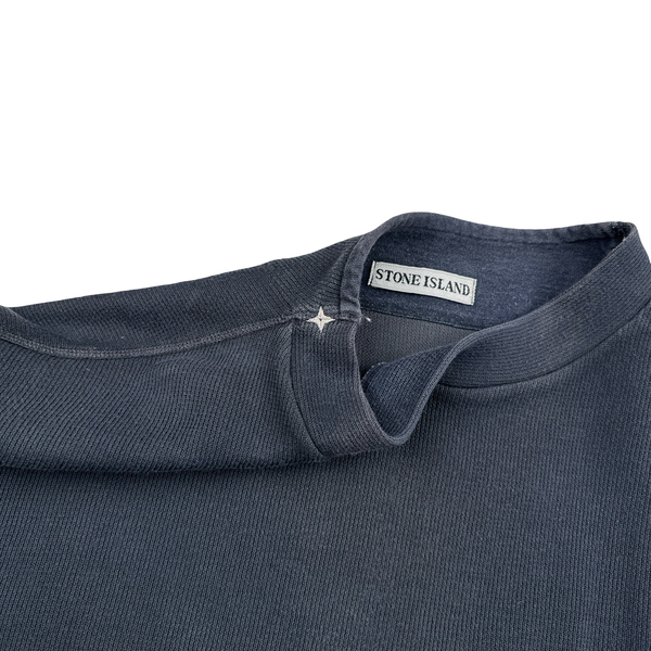 Stone Island Vintage 1999 Navy Cotton Blend Mock Neck Jumper - XXL