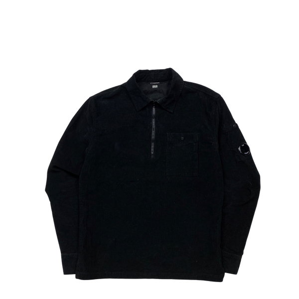 CP Company Black Corduroy Pullover Overshirt - Small