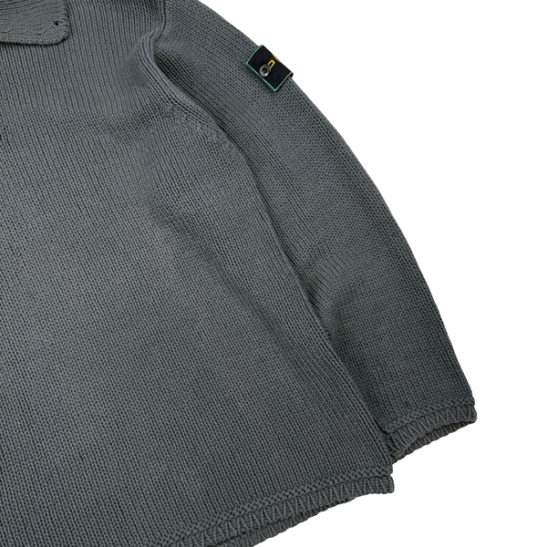 Stone Island Vintage 1998 Grey Knitted Cotton Jumper - Medium