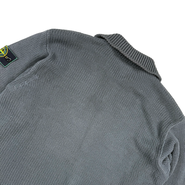 Stone Island Vintage 1998 Grey Knitted Cotton Jumper - Medium