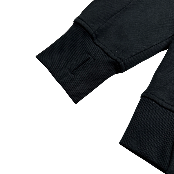 CP Company Black Cotton Zipped Goggle Hoodie - Large