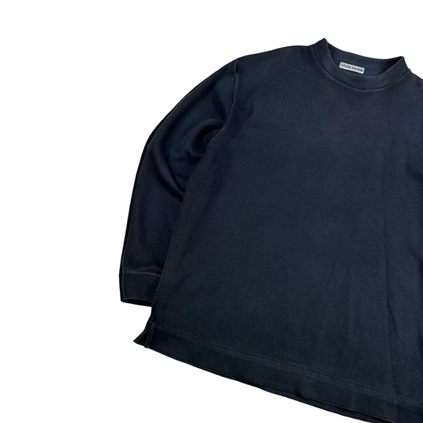 Stone Island Vintage 1999 Navy Cotton Blend Mock Neck Jumper - XXL