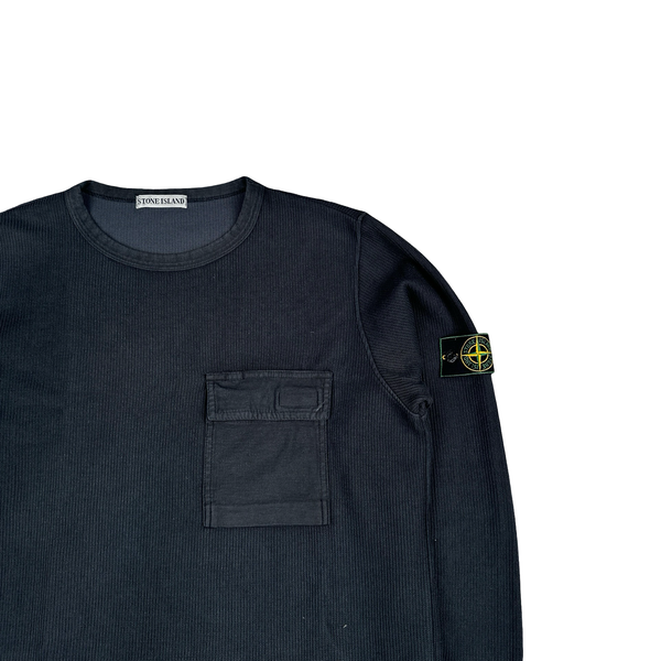 Stone Island Vintage 1999 Navy Cotton Crewneck Jumper - XL