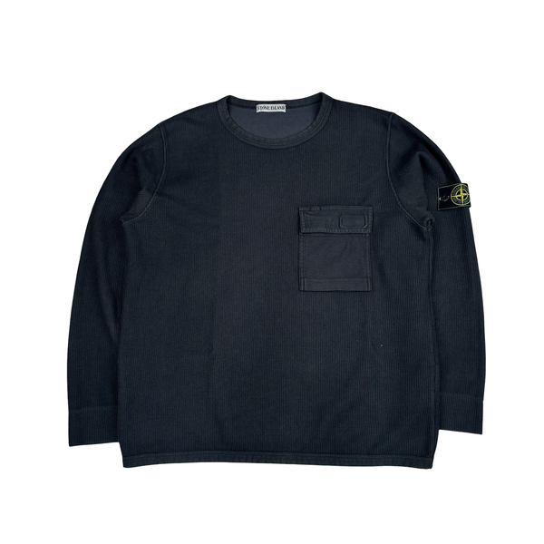 Stone Island Vintage 1999 Navy Cotton Crewneck Jumper - XL