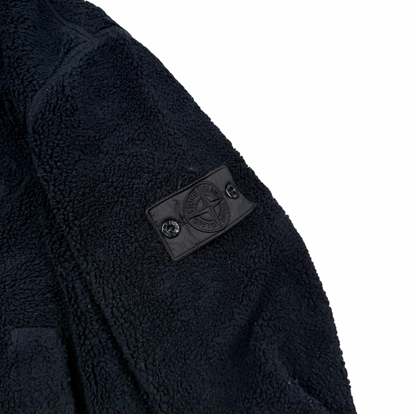 Stone Island 2017 Black Teddy Fleece Shadow Project Hoodie - Small