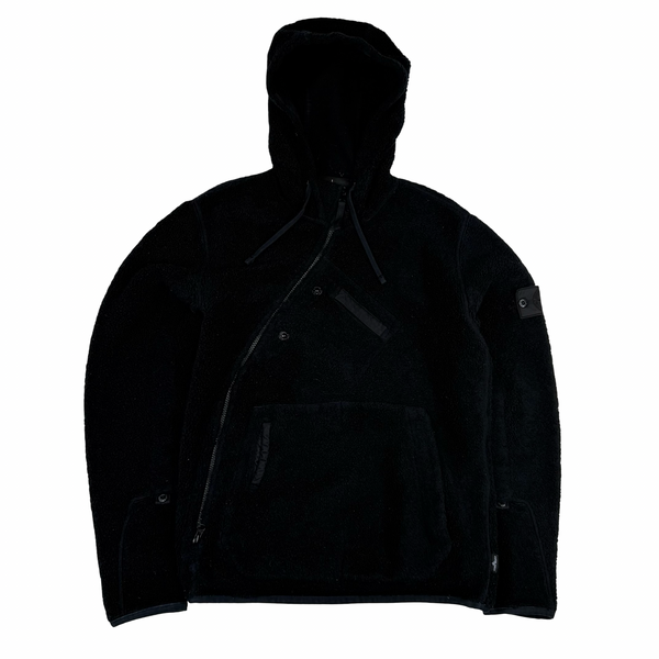 Stone Island 2017 Black Teddy Fleece Shadow Project Hoodie - Small