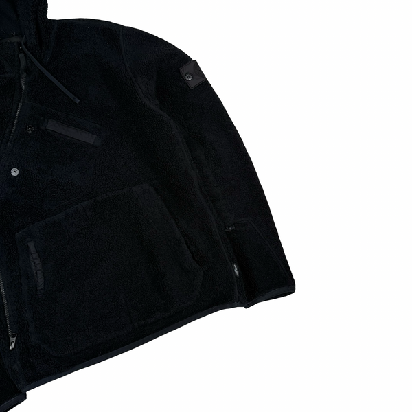 Stone Island 2017 Black Teddy Fleece Shadow Project Hoodie - Small