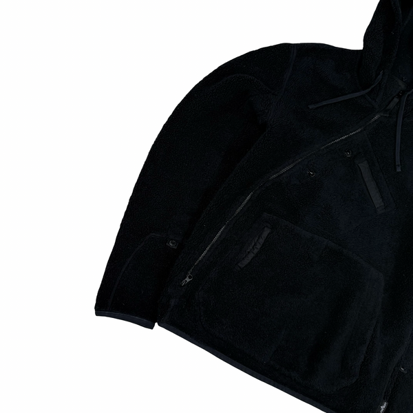 Stone Island 2017 Black Teddy Fleece Shadow Project Hoodie - Small