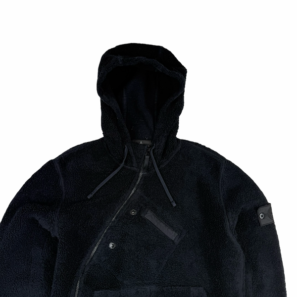 Stone Island 2017 Black Teddy Fleece Shadow Project Hoodie - Small