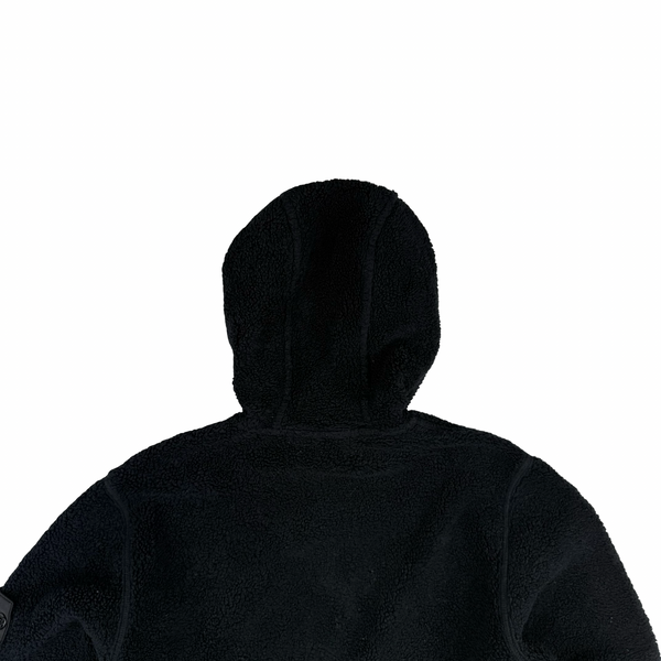 Stone Island 2017 Black Teddy Fleece Shadow Project Hoodie - Small