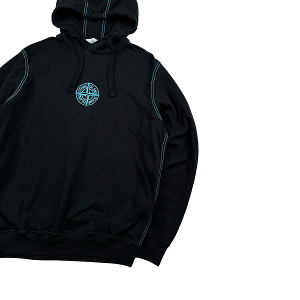 Stone Island Contrast Stitch Cotton Pullover Compass Hoodie - Large