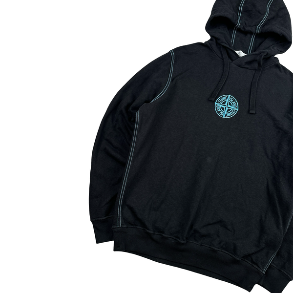Stone Island Contrast Stitch Cotton Pullover Compass Hoodie - Large