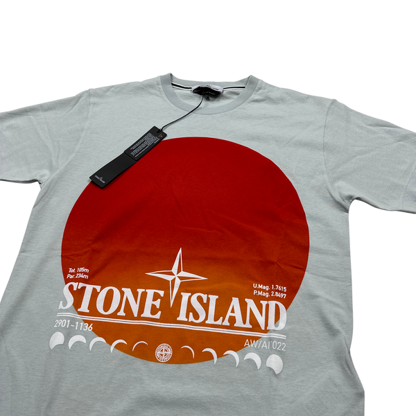 Stone Island 2022 Pale Blue Sunset Print T Shirt - Small