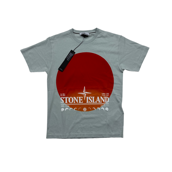 Stone Island 2022 Pale Blue Sunset Print T Shirt - Small