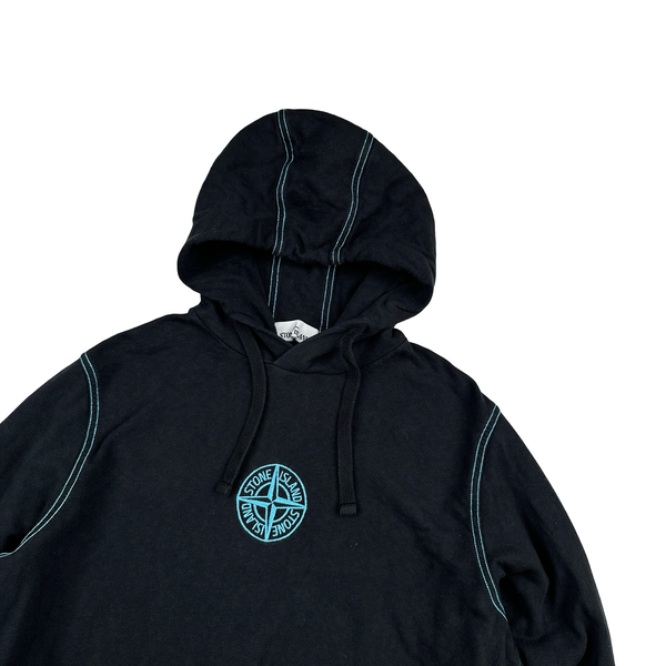 Stone Island Contrast Stitch Cotton Pullover Compass Hoodie - Large
