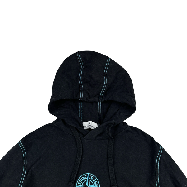 Stone Island Contrast Stitch Cotton Pullover Compass Hoodie - Large
