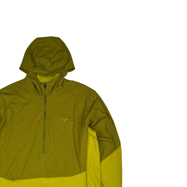 Arcteryx Green/Yellow Quarter Zip Stretch Hoodie - Medium