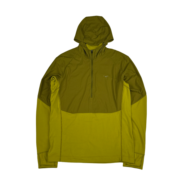 Arcteryx Green/Yellow Quarter Zip Stretch Hoodie - Medium