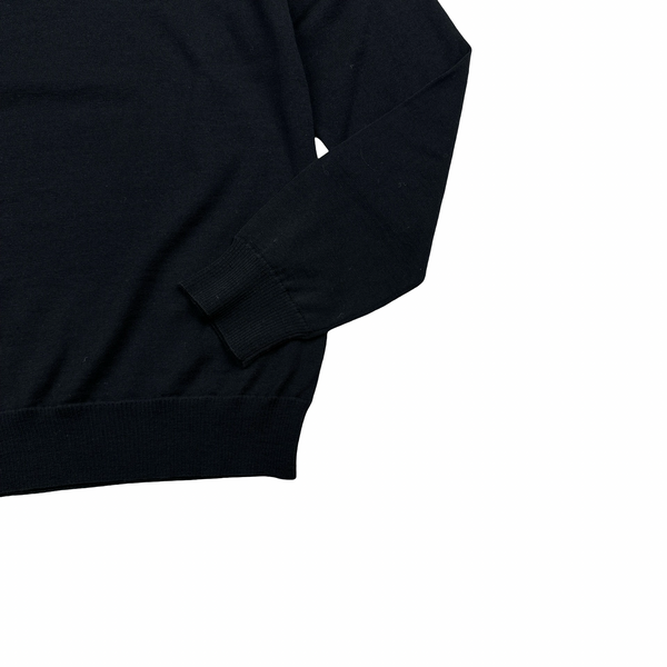 Stone Island 2024 Black Ghost Wool Light Knit Crewneck Buttoned Jumper - Small