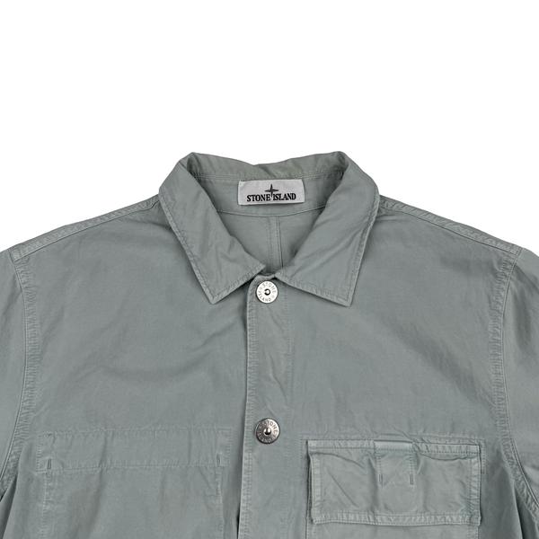 Stone Island 2023 Silver Cupro Cotton Twill Overshirt - Medium