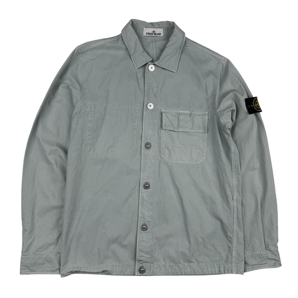 Stone Island 2023 Silver Cupro Cotton Twill Overshirt - Medium