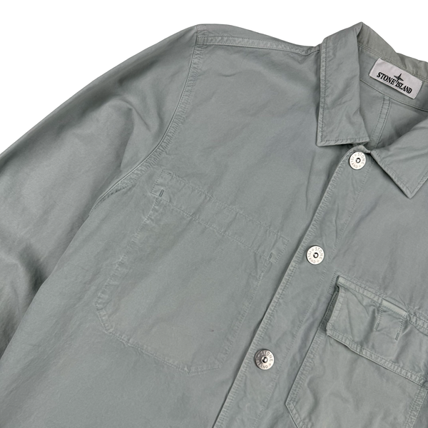Stone Island 2023 Silver Cupro Cotton Twill Overshirt - Medium