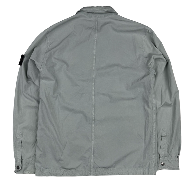 Stone Island 2023 Silver Cupro Cotton Twill Overshirt - Medium