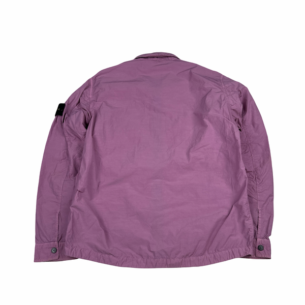 Stone Island 2020 Pink Double Chest Pocket Full Zip Nylon Overshirt - Large