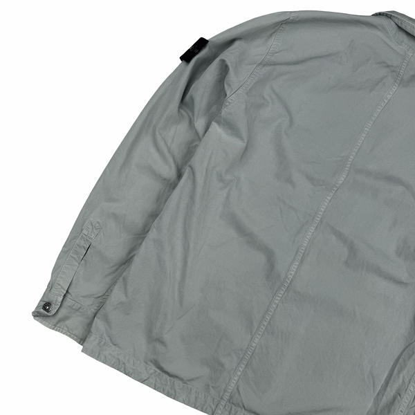 Stone Island 2023 Silver Cupro Cotton Twill Overshirt - Medium