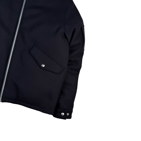 Paul Smith Navy Blue Wool/Cashmere Blend Down Lined Hooded Jacket- Large