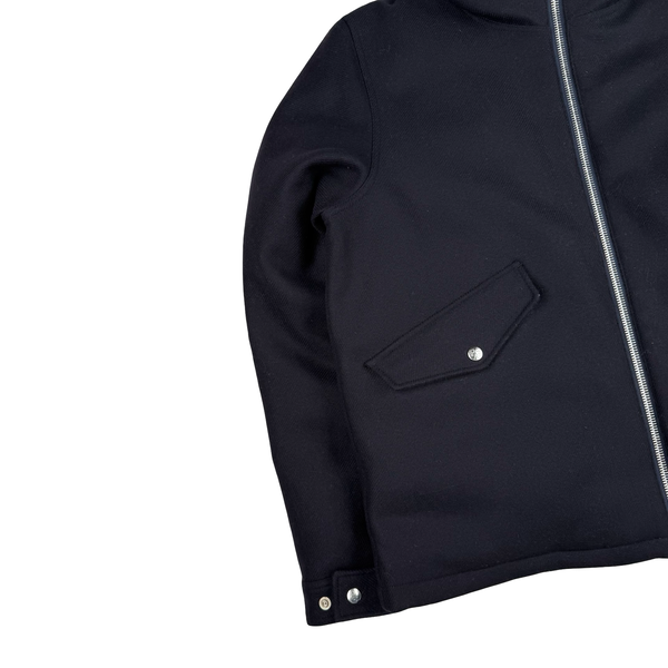 Paul Smith Navy Blue Wool/Cashmere Blend Down Lined Hooded Jacket- Large