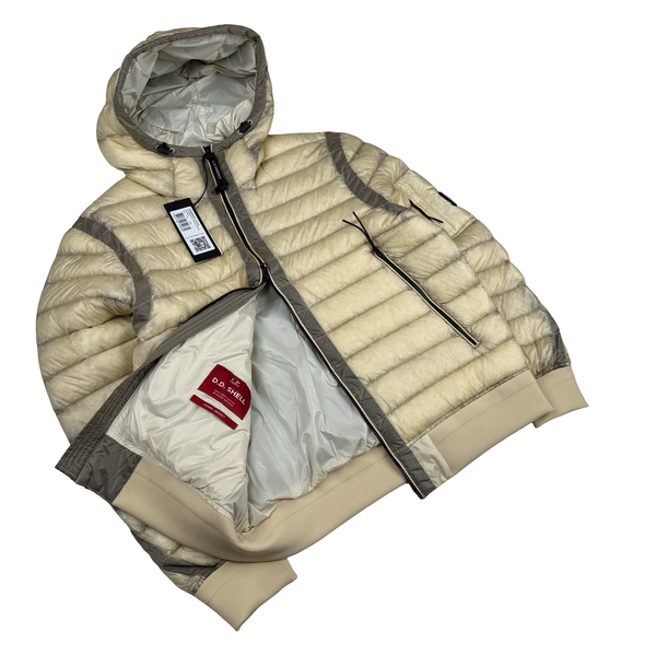 CP Company Beige Down Filled DD Shell Hooded Puffer Jacket - Large
