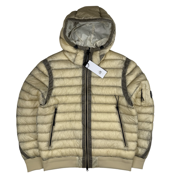 CP Company Beige Down Filled DD Shell Hooded Puffer Jacket - Large