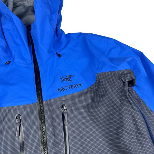 Arcteryx Blue Grid Alpha Gore-tex Zipped Hooded Jacket - Small