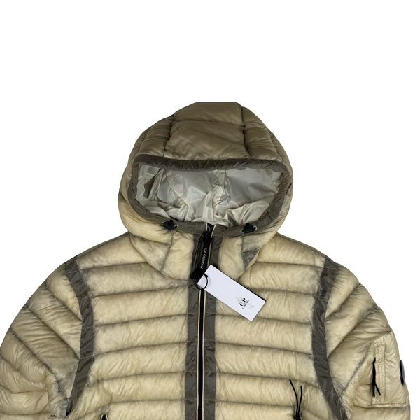 CP Company Beige Down Filled DD Shell Hooded Puffer Jacket - Large