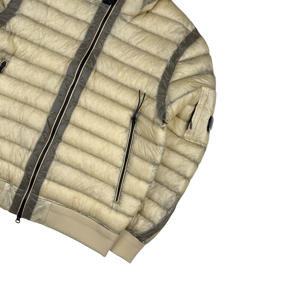 CP Company Beige Down Filled DD Shell Hooded Puffer Jacket - Large