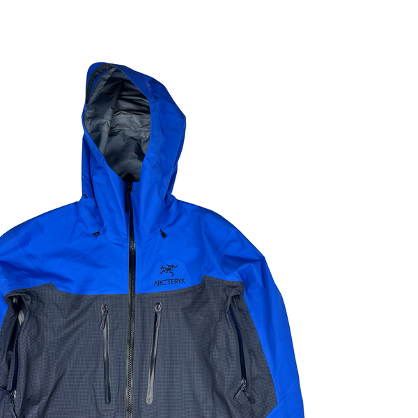 Arcteryx Blue Grid Alpha Gore-tex Zipped Hooded Jacket - Small