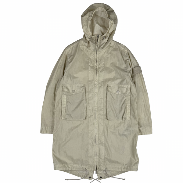 Stone Island Ecru 2019 50 Fili Resinata Ghost Parka Jacket - Medium