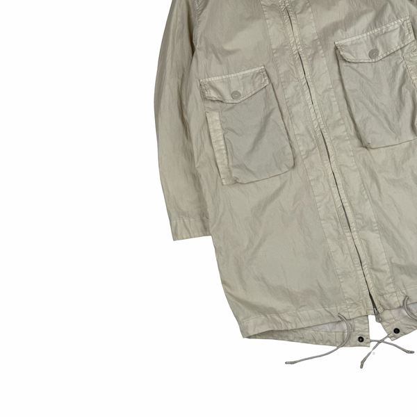 Stone Island Ecru 2019 50 Fili Resinata Ghost Parka Jacket - Medium