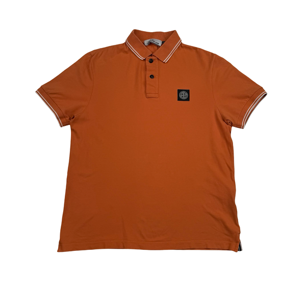 Stone Island 2023 Orange Short Sleeved Polo Shirt - Medium