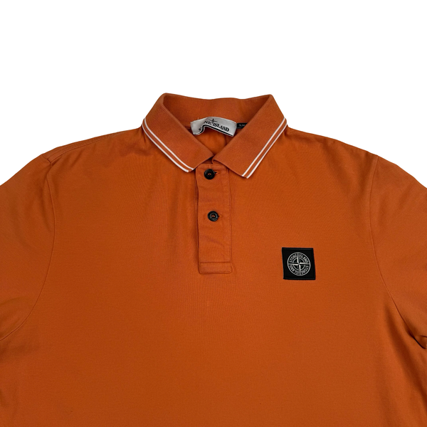 Stone Island 2023 Orange Short Sleeved Polo Shirt - Medium