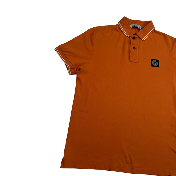 Stone Island 2023 Orange Short Sleeved Polo Shirt - Medium