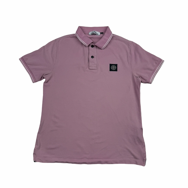Stone Island 2018 Pink Cotton Polo Shirt - Large